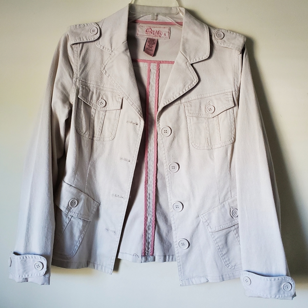 Beige Botton Down Military Jacket Size M